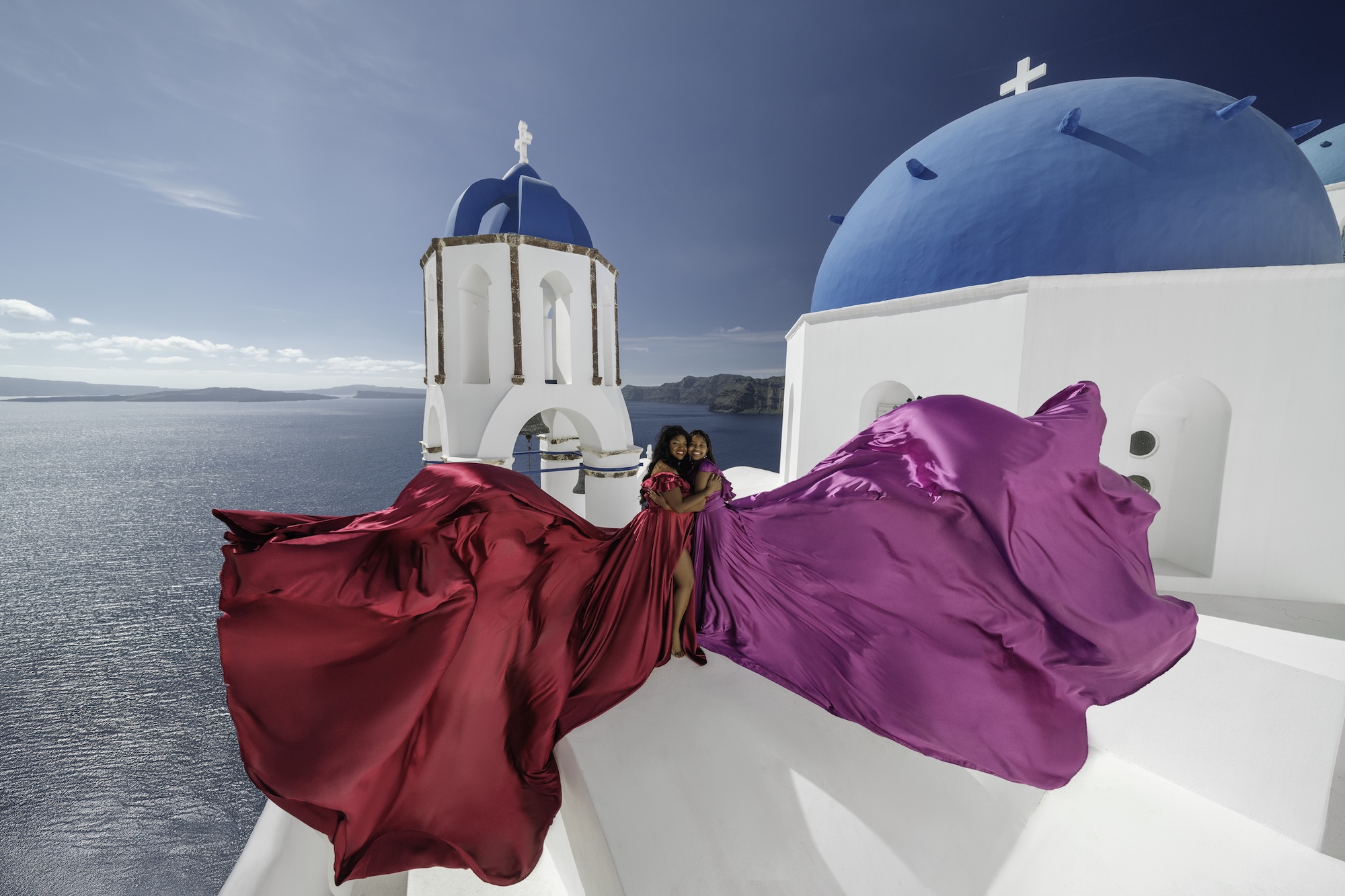 Santorini Flying Dress Photoshoot