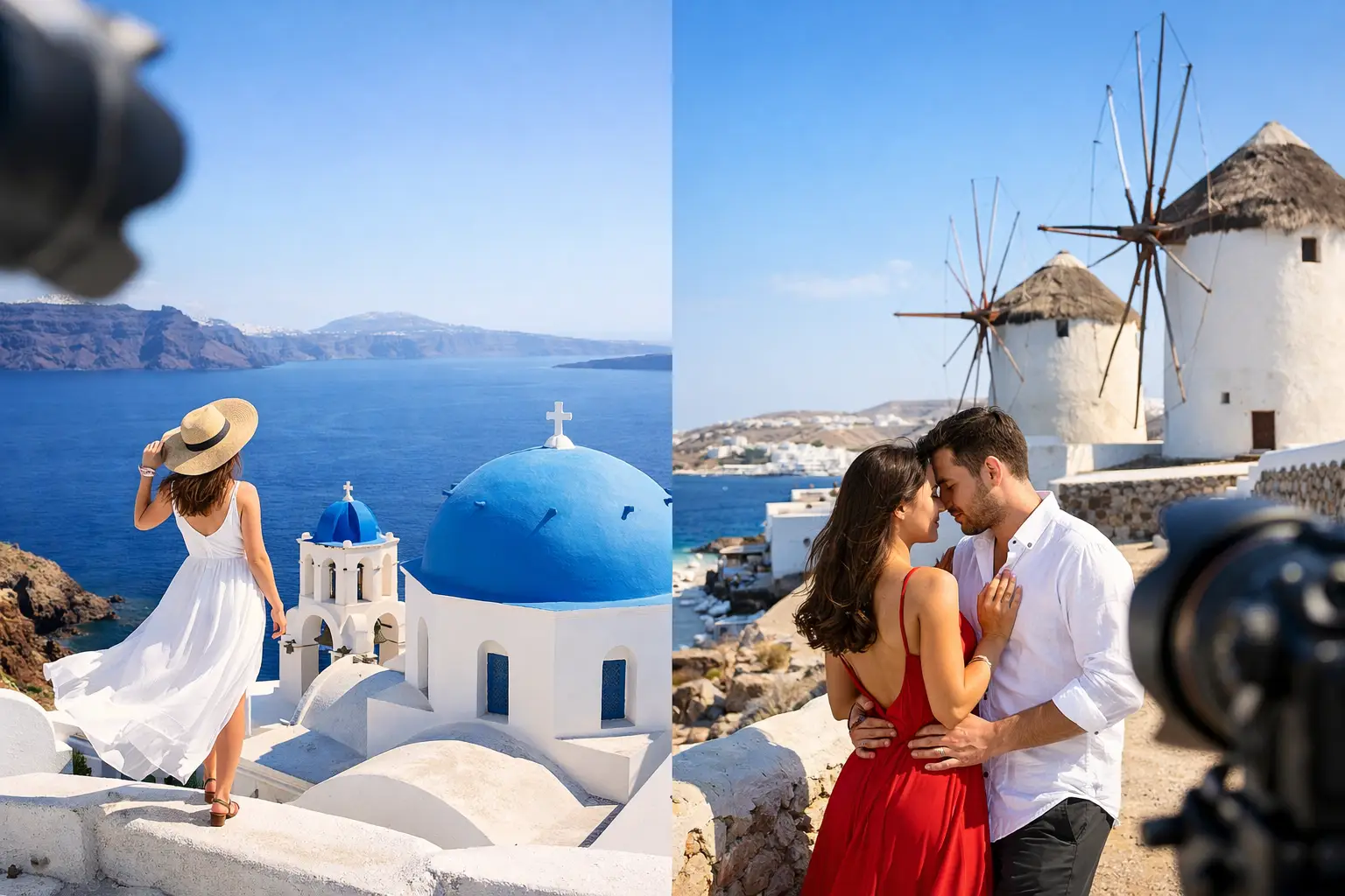 Santorini Versus Mykonos Photoshoots Compared